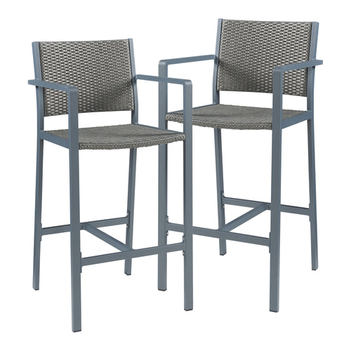 Outdoor - Barstuhl 2er Set Avise Aluminium Dunkelgrau [casa.pro] - premiumXL