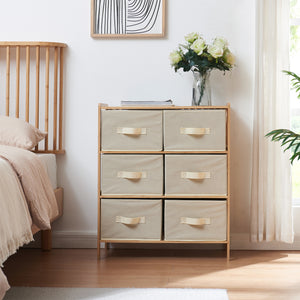 Comoda Maldon bambus/textil natur/bej cu sertare [en.casa]