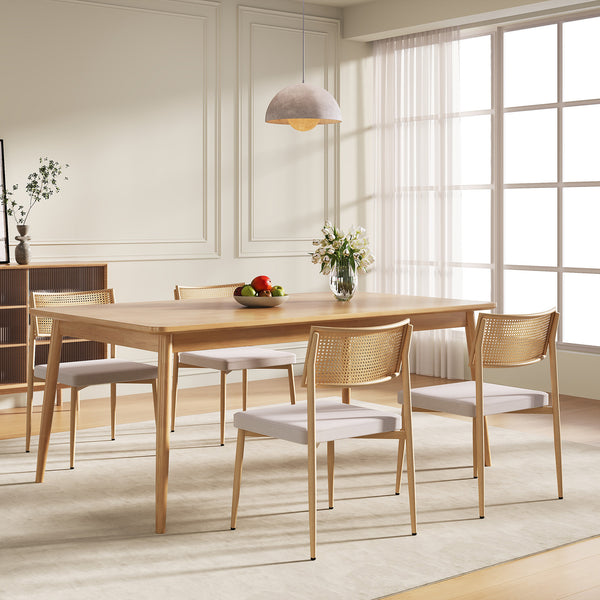 Set scaune bucatarie Jördfjok 79x49x57 cm bej/efect ratan [en.casa] 