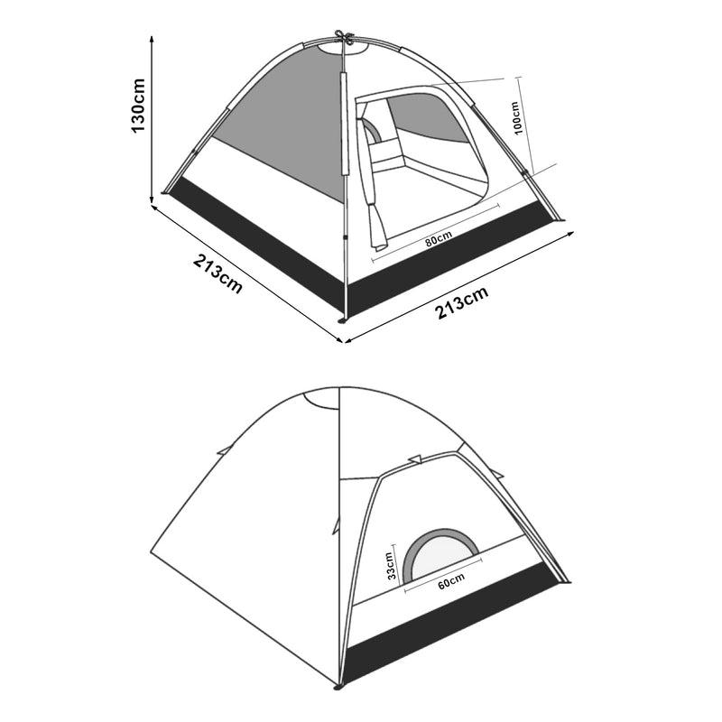 Schiță cotată Cort camping Bergeijk 213x213x130cm culori diferite [pro.tec]