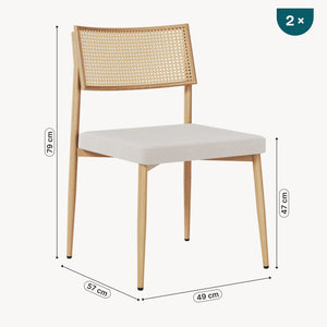 Set scaune bucatarie Jördfjok 79x49x57 cm bej/efect ratan [en.casa] 