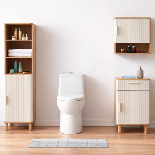 Set 2/3/4 piese mobilier baie Ferrersp efect lemn stejar/oatmeal [en.casa]