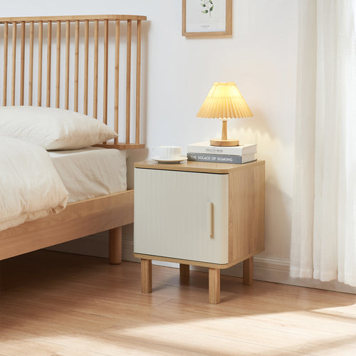 Noptiera cu maner pe dreapta Ferrersp 50x40x40 efect stejar/oatmeal/natur [en.casa]