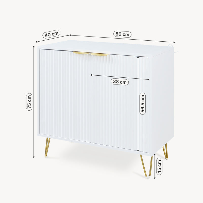 Schiță cotată Comoda cu 2 usi Trondi 75x80x40 cm [en.casa] 