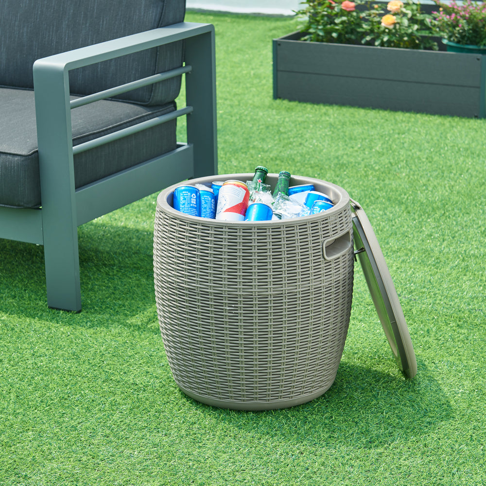 Taburet cooler Avetrana 44xØ40 cm Maro deschis [casa.pro]