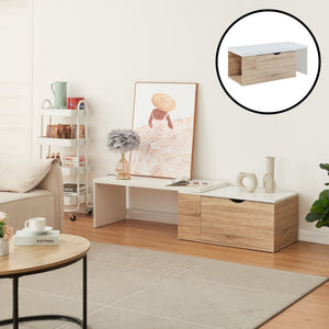 Beistelltisch Österåker 100x47,5x40 cm Holzoptik/Weiß [en.casa] - premiumXL