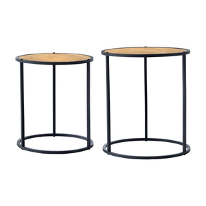 Satztisch Moriusaq im 2er Set rund Holz - Optik [en.casa] - premiumXL