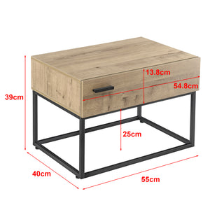 Masuta living Hylte cu sertar negru/efect stejar [en.casa] 