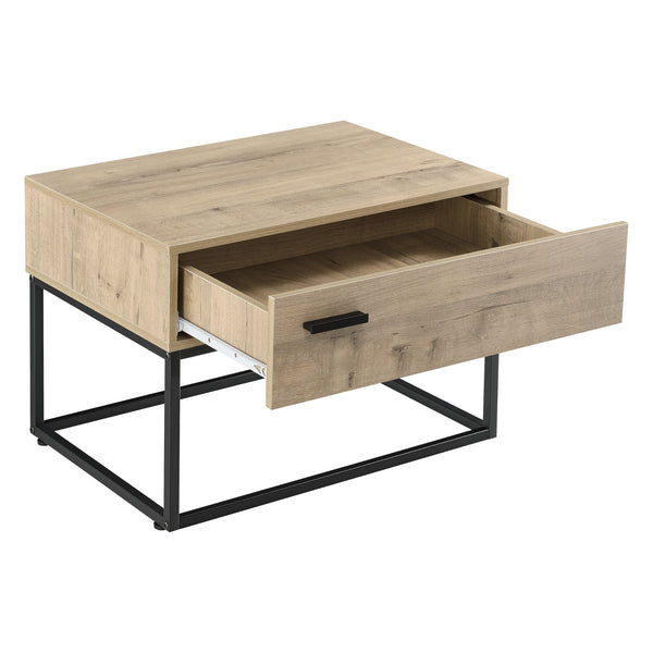 Masuta living Hylte cu sertar negru/efect stejar [en.casa] 
