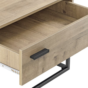 Masuta living Hylte cu sertar negru/efect stejar [en.casa] 