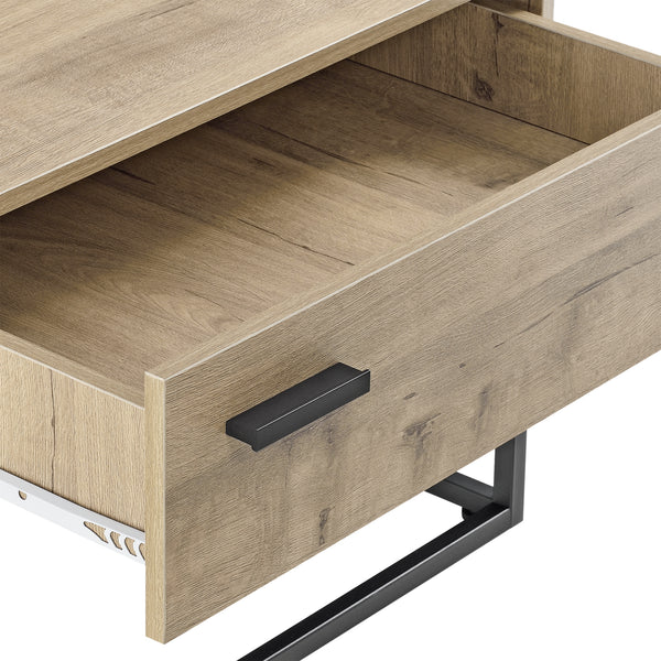 Masuta living Hylte cu sertar negru/efect stejar [en.casa] 