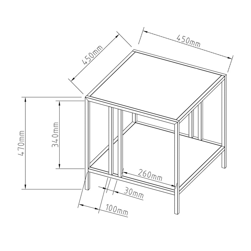 Schiță cotată Masă laterală Kumlinge în diferite culori și dimensiuni [en.casa]