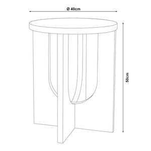 Masuta rotunda Kysdajore 50x40 cm MDF [en.casa]