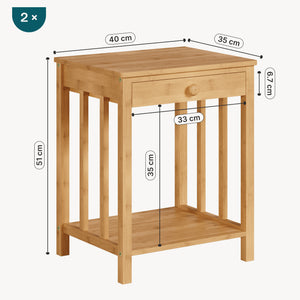Noptiera Ranua 51x40x35cm bambus natur [en.casa]