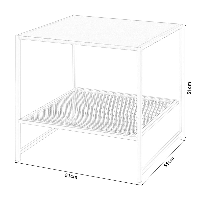 Schiță cotată Noptiera Ruokolahti 51x51x51cm otel [en.casa]