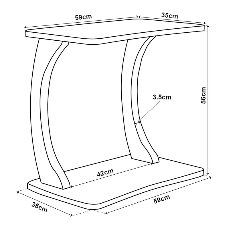 Schiță cotată Masuta mobila Stattela 59x35x56 cm [en.casa]