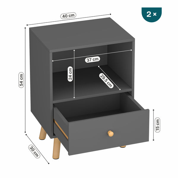 Set 2 noptiere Sundsvall 54x40x30cm PAL [en.casa]