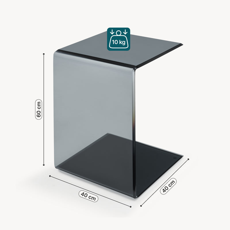 Schiță cotată Masuta C semicurbata Trölmapilu 60x40x40 cm sticla [en.casa]