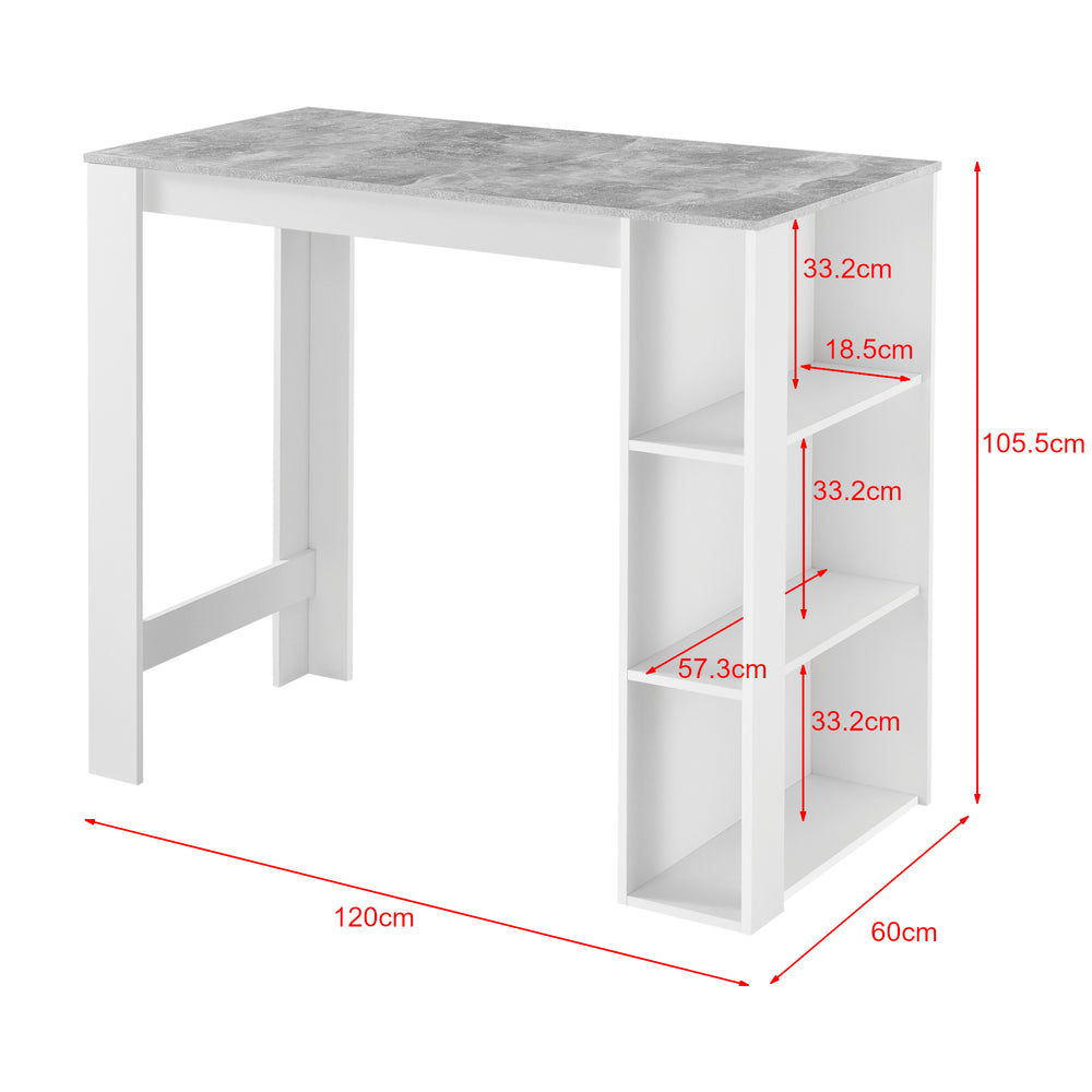 Bartisch Danderyd 120x60x106 cm mit 3 Ablagefächern [en.casa] - premiumXL