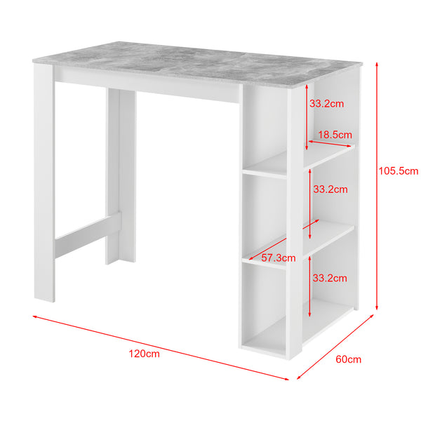 Masa bar cu raft incorporat Danderyd 120x60x105 cm [en.casa]