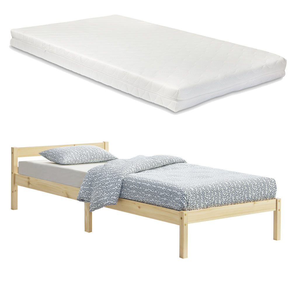 Holzbett Nakkila versch. Farben und Größen mit Kaltschaummatratze en.casa - premiumXL