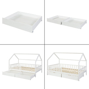 Set 2 sertare pat Ydre brad MDF alb [en.casa]