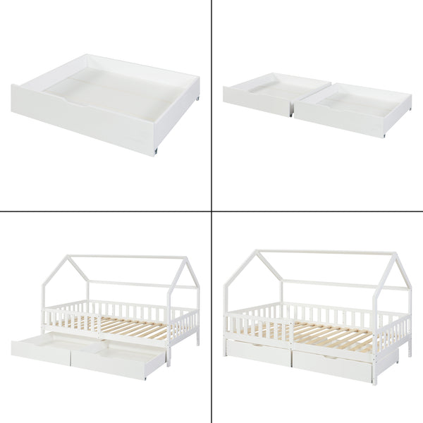 Set 2 sertare pat Ydre brad MDF alb [en.casa]