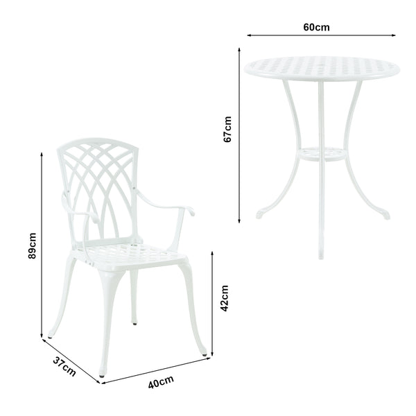 Set bistro 1 masa si 2 scaune gradina Vena aluminiu turnat  [casa.pro]