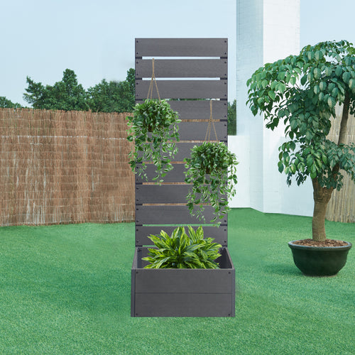 Jardiniera cu protectie vizuala Heerde WPC gri [en.casa]