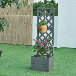 Jardiniera cu grilaj pentru plantele agatatoare WPC gri [en.casa]