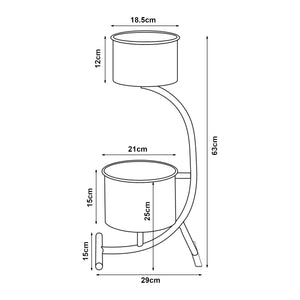 Suport 2 ghivece plante Almelo metal 63x29x21cm [en.casa]