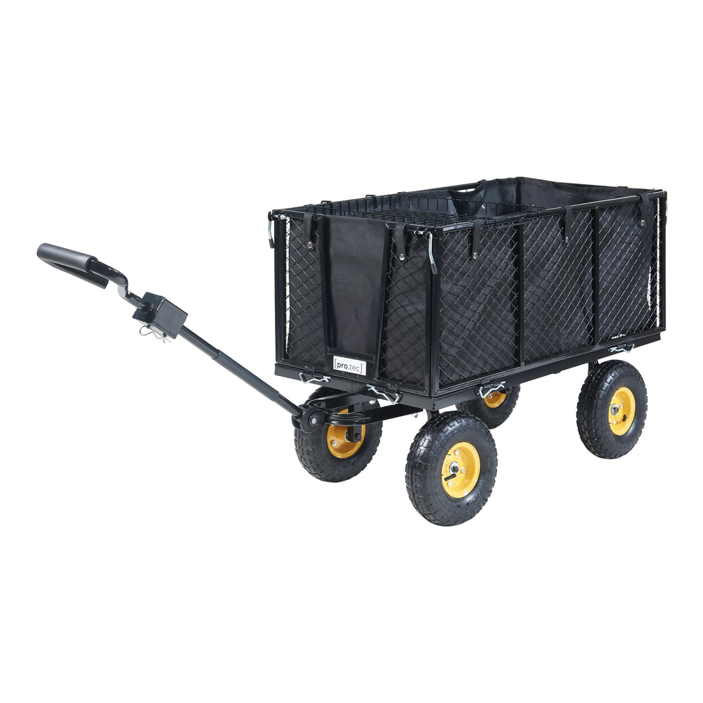 Carucior gradina cu pereti mobili si zavor Corropoli 112x51cm 550kg otel negru galben [pro.tec]