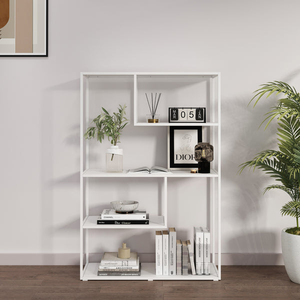 Raft carti de sine statator Sievi 126x85x35cm otel [en.casa]