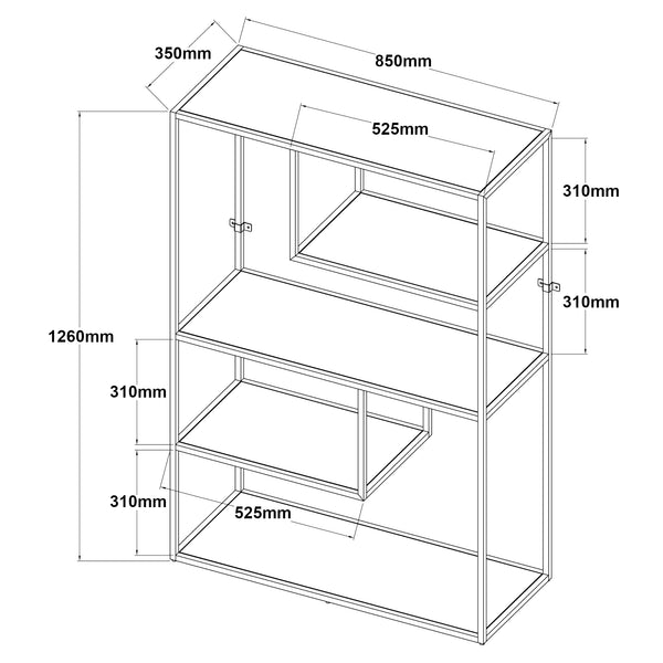 Raft carti de sine statator Sievi 126x85x35cm otel [en.casa]