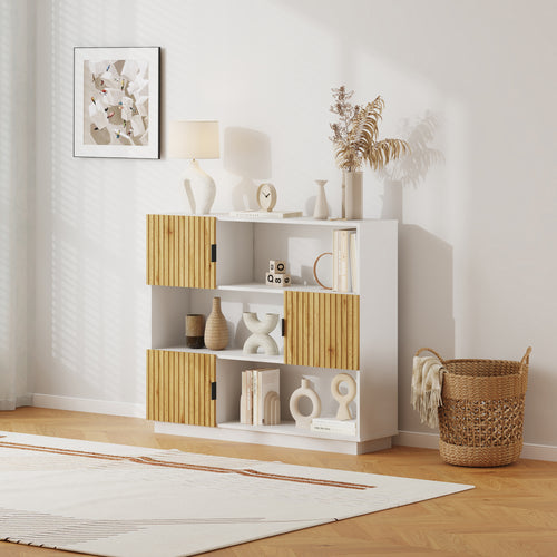Raft carti cu 3 usi Verhundar 102x120x30 cm [en.casa]