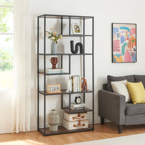Bücherregal Østre 180x83x34 cm Schwarz/Walnussoptik [en.casa] - premiumXL