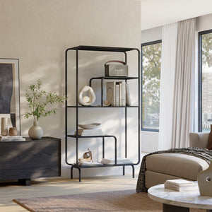 Raft carti Færder 145x76x33 cm negru [en.casa]