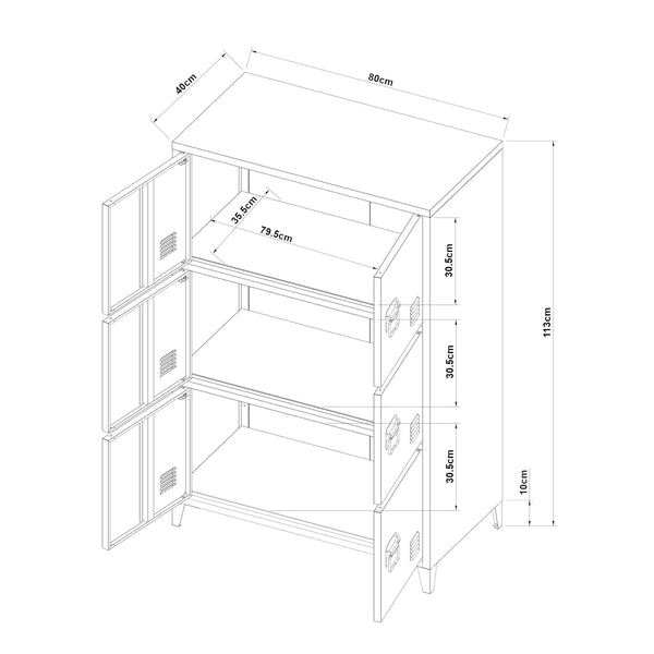 Dulap de birou Hamina 113x80x40cm în diferite culori [en.casa]