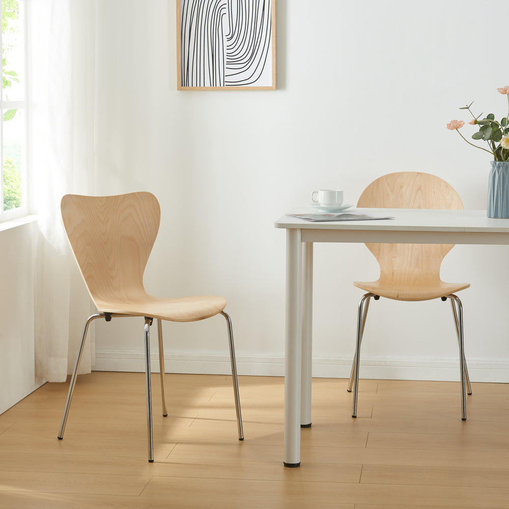 Set 4 scaune bucatarie stivuibile Essunga 80x48x45,5cm metal mesteacan [en.casa]