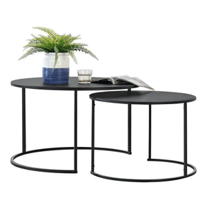 Couchtischset Korenica 2er - Set max. 20 - 20 kg Rund Schwarz [en.casa] - premiumXL