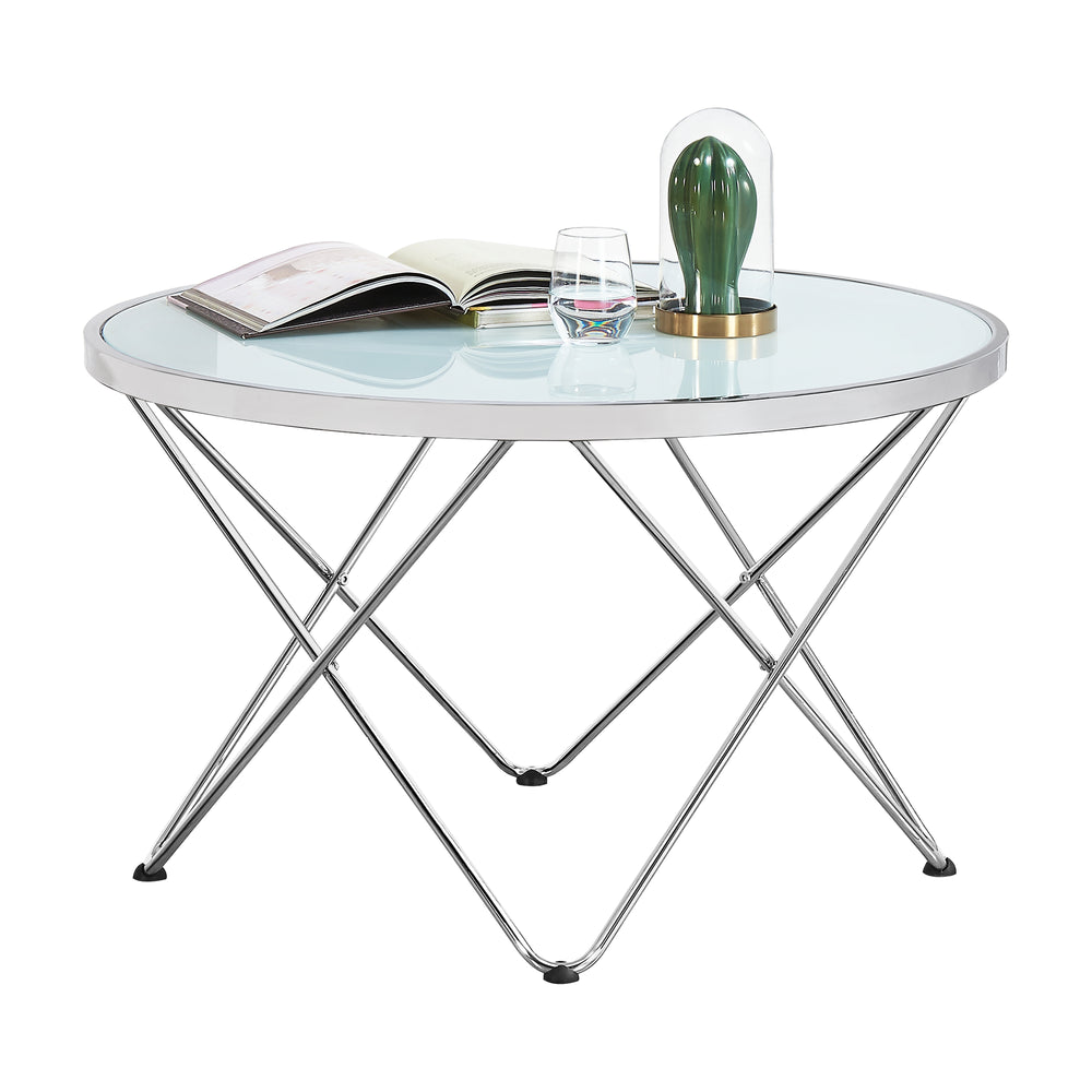 Couchtisch Nikkeby Metallgestell Silber/Milchglasoptik [en.casa] - premiumXL