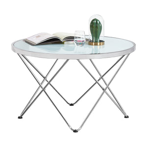 Couchtisch Nikkeby Metallgestell Silber/Milchglasoptik [en.casa] - premiumXL
