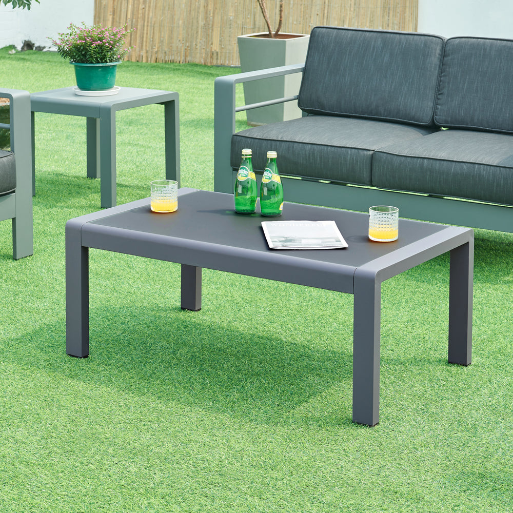 Masuta cafea gradina Avise 100x60x40cm aluminiu sticla antracit [casa.pro]