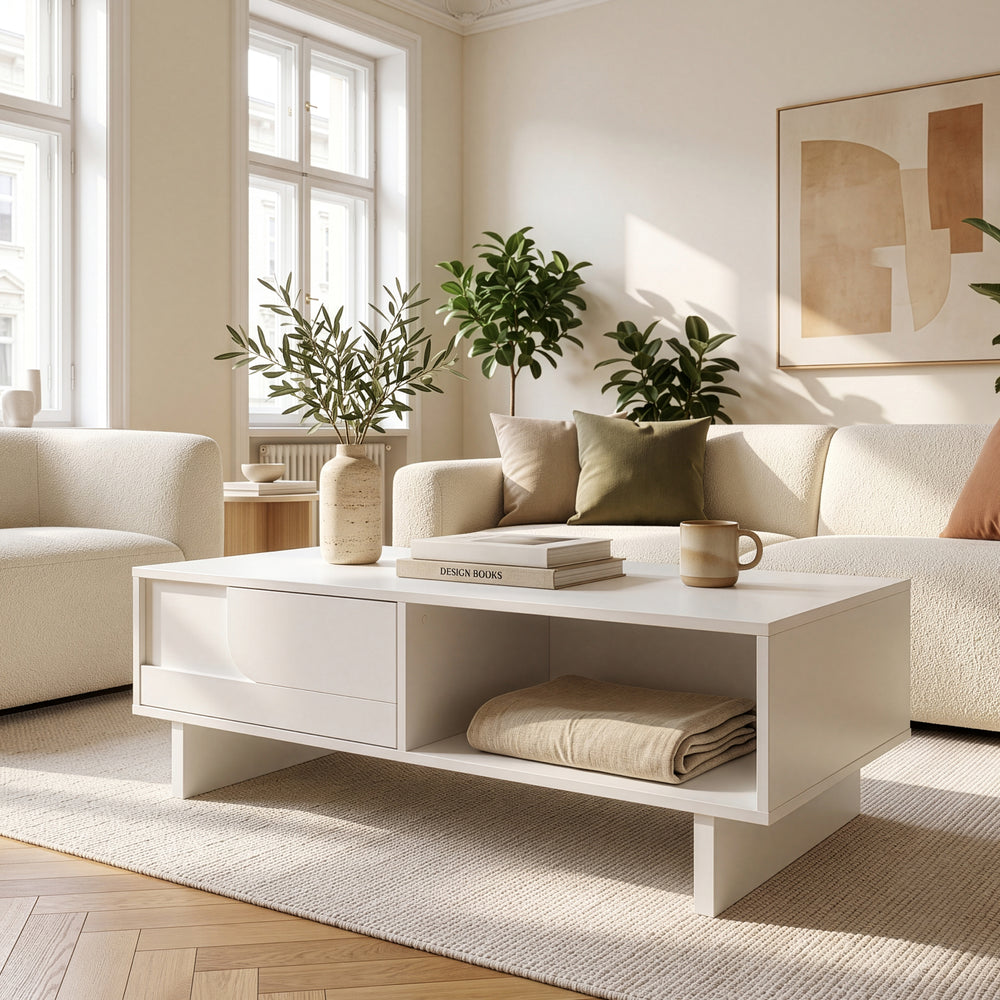 Masuta cafea cu sertar si spatii depozitare Katanshumn 110x55x39 cm [en.casa] 