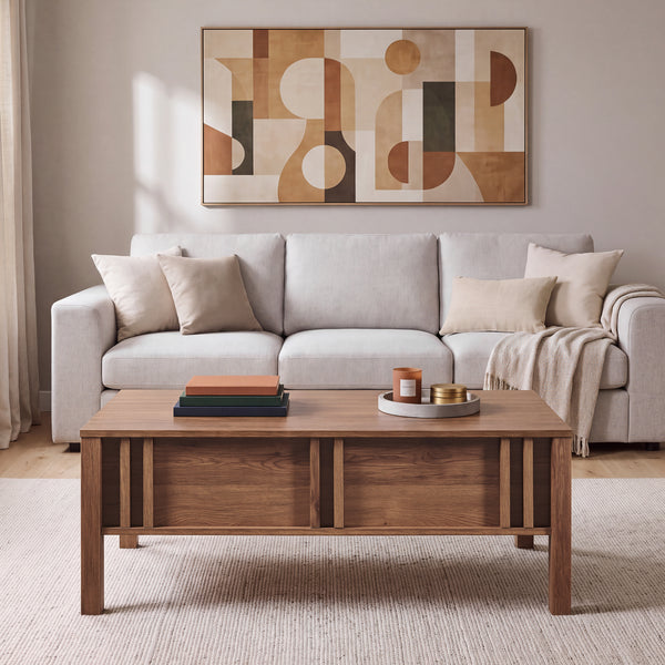 Masă de cafea Kilmandar cu funcție de ridicare 105x59x40/53 cm aspect nuc [en.casa]
