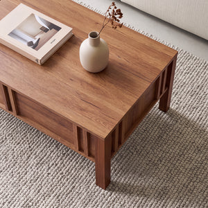 Masă de cafea Kilmandar cu funcție de ridicare 105x59x40/53 cm aspect nuc [en.casa]