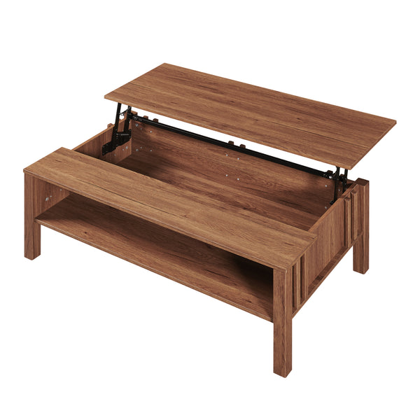 Masă de cafea Kilmandar cu funcție de ridicare 105x59x40/53 cm aspect nuc [en.casa]