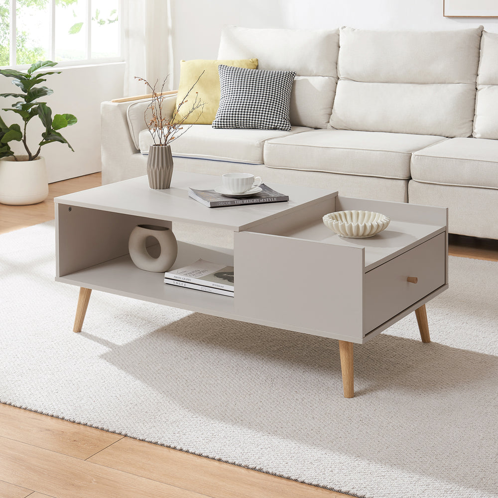 Couchtisch Hallevil mit Schublade 106x59x44 cm Weiß [en.casa] - premiumXL