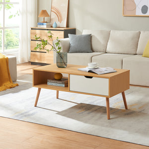Masuta cafea Bordkak 100x48x45 cm efect stejar/alb [en.casa]