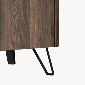 Masuta cafea cu 2 sertare Trorlon 100x50x40 cm efect nuc/travertin decor/negru [en.casa]